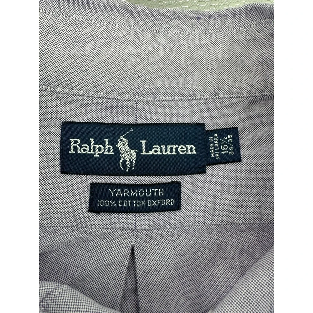 Ralph Lauren Yarmouth Oxford Button‎ Down Shirt Purple Large 16 1/2  Flesh Pony - Picture 4 of 6